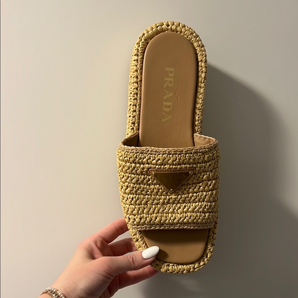 Worn once Prada Women's Tan Slide Sandals